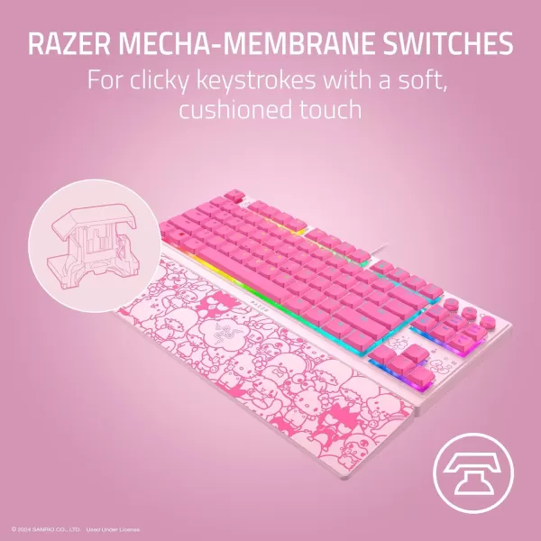 Razer Ornata V3 TKL Gaming Keyboard LowProfile Keys  MechaMembrane Switches  UVCoated Keycaps  Backlit Media Keys  8Zone RGB Lighting  Magnetic Wrist Wrest  Hello Kitty ampamp Friends Edition