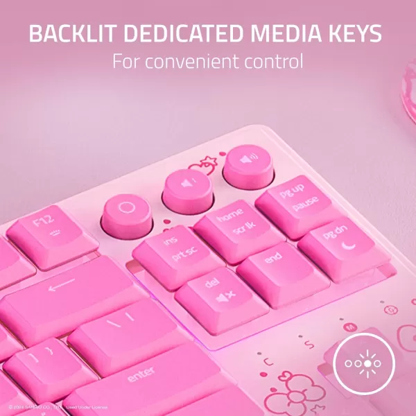 Razer Ornata V3 TKL Gaming Keyboard LowProfile Keys  MechaMembrane Switches  UVCoated Keycaps  Backlit Media Keys  8Zone RGB Lighting  Magnetic Wrist Wrest  Hello Kitty ampamp Friends Edition