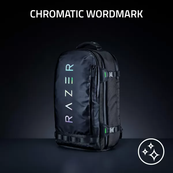 Razer Rogue v3 18quot Gaming Laptop Backpack Travel Carry On Computer Bag  Tear and Water Resistant  Mesh Side Pocket  Fits 18 inch Notebook  BlackChromatic