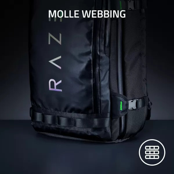 Razer Rogue v3 18quot Gaming Laptop Backpack Travel Carry On Computer Bag  Tear and Water Resistant  Mesh Side Pocket  Fits 18 inch Notebook  BlackChromatic