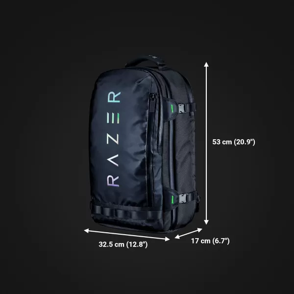Razer Rogue v3 18quot Gaming Laptop Backpack Travel Carry On Computer Bag  Tear and Water Resistant  Mesh Side Pocket  Fits 18 inch Notebook  BlackChromatic