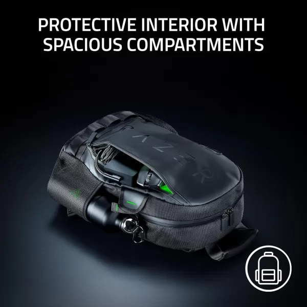 Razer Rogue v3 18quot Gaming Laptop Backpack Travel Carry On Computer Bag  Tear and Water Resistant  Mesh Side Pocket  Fits 18 inch Notebook  BlackChromatic