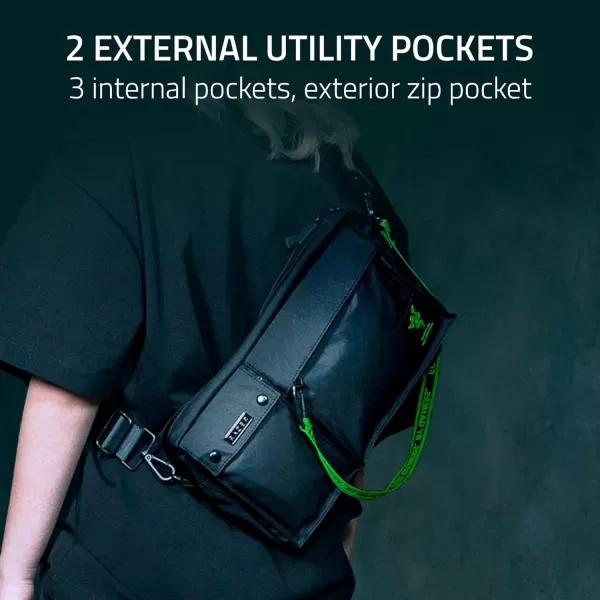 Razer Xanthus Tote Bag Dedicated Padded Laptop Compartment  Fits up to 16quot Laptops  Water Repellent Nylon  TwoWay Carry with Detachable Shoulder StrapCrossbody
