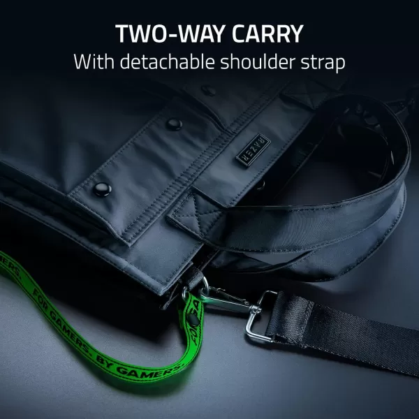 Razer Xanthus Tote Bag Dedicated Padded Laptop Compartment  Fits up to 16quot Laptops  Water Repellent Nylon  TwoWay Carry with Detachable Shoulder StrapTote
