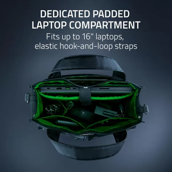 Razer Xanthus Tote Bag Dedicated Padded Laptop Compartment  Fits up to 16quot Laptops  Water Repellent Nylon  TwoWay Carry with Detachable Shoulder StrapTote
