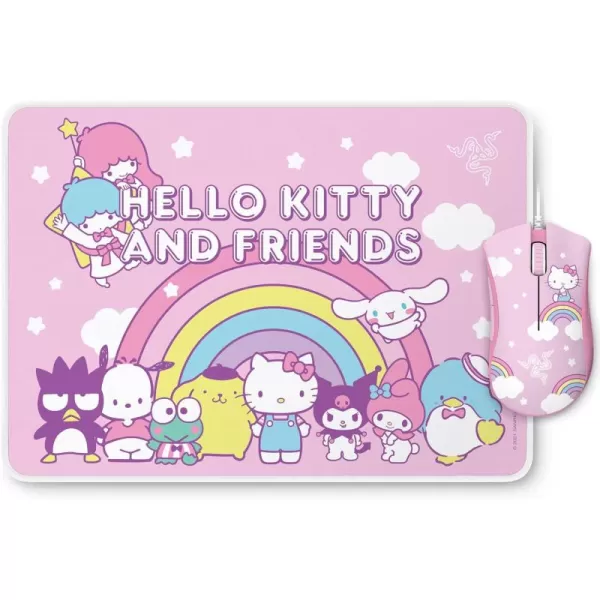 Razer DeathAdder Essential  Goliathus Medium Bundle 6400 DPI Optical Sensor  5 Programmable Buttons  Mechanical Switches  Smooth Gaming Mat  AntiSlip Rubber Base  Hello Kitty ampamp Friends Edition