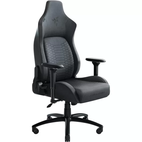 Razer Iskur XL Gaming Chair Ergonomic Lumbar Support System  MultiLayered Synthetic Leather Foam Cushions  Engineered to Carry  Memory Foam Head Cushion  BlackGreenGrey Fabric