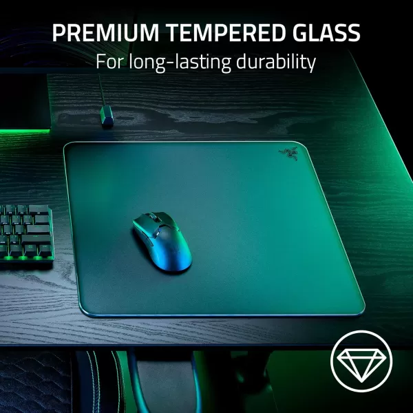 Razer Atlas Tempered Glass Gaming Mouse Mat UltraSmooth MicroEtched Surface  Dirt and ScratchResistant  AntiSlip Base  Quiet Mouse Movements  BlackBlack