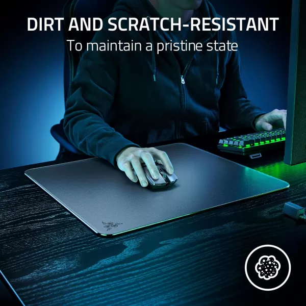 Razer Atlas Tempered Glass Gaming Mouse Mat UltraSmooth MicroEtched Surface  Dirt and ScratchResistant  AntiSlip Base  Quiet Mouse Movements  BlackBlack