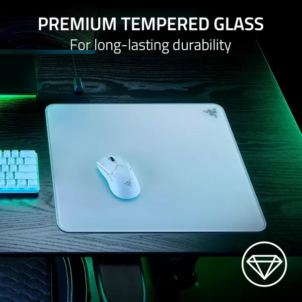 Razer Atlas Tempered Glass Gaming Mouse Mat UltraSmooth MicroEtched Surface  Dirt and ScratchResistant  AntiSlip Base  Quiet Mouse Movements  BlackWhite