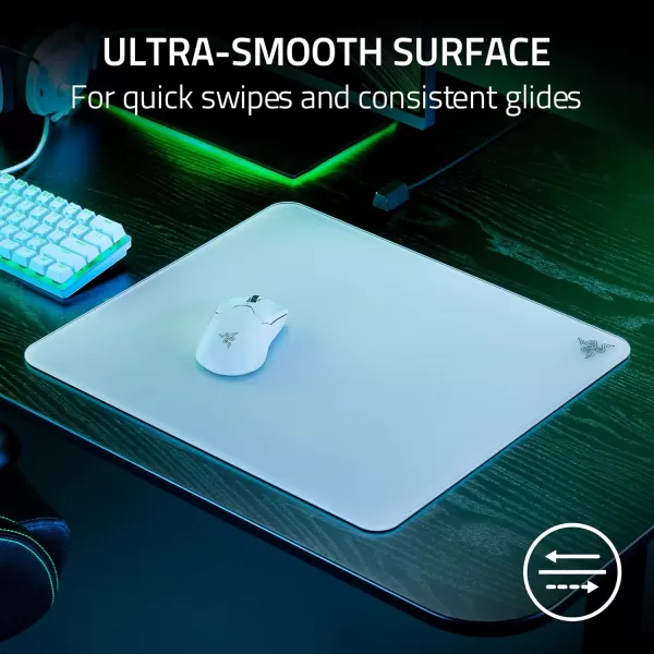 Razer Atlas Tempered Glass Gaming Mouse Mat UltraSmooth MicroEtched Surface  Dirt and ScratchResistant  AntiSlip Base  Quiet Mouse Movements  BlackWhite