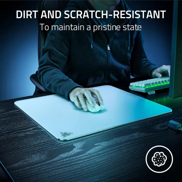 Razer Atlas Tempered Glass Gaming Mouse Mat UltraSmooth MicroEtched Surface  Dirt and ScratchResistant  AntiSlip Base  Quiet Mouse Movements  BlackWhite
