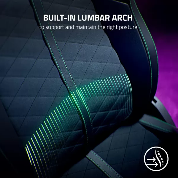 Razer Enki X Essential Gaming Chair AllDay Comfort  Builtin Lumbar Arch  Optimized Cushion Density  DualTextured EcoFriendly Synthetic Leather  Adjustable 152degree Recline  Black