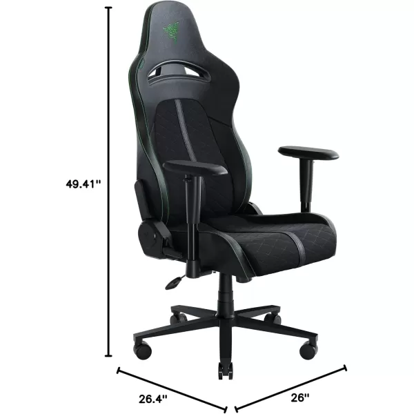 Razer Enki X Essential Gaming Chair AllDay Comfort  Builtin Lumbar Arch  Optimized Cushion Density  DualTextured EcoFriendly Synthetic Leather  Adjustable 152degree Recline  Black