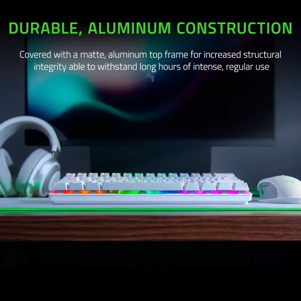 Razer Huntsman Mini 60 Gaming Keyboard  PBT Keycap  Coiled Cable Upgrade Set Bundle Mercury WhiteLinear Optical  Quartz PinkWhite Keyboard  Green Upgrade Set