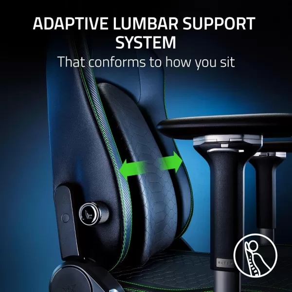 Razer Iskur V2 Gaming Chair Adaptive Lumbar Support  Adjustable Lumbar Curve  High Density Foam Cushions  Reactive Seat Tilt ampamp152degree Recline  4D Armrests  Synthetic Leather  BlackBlack
