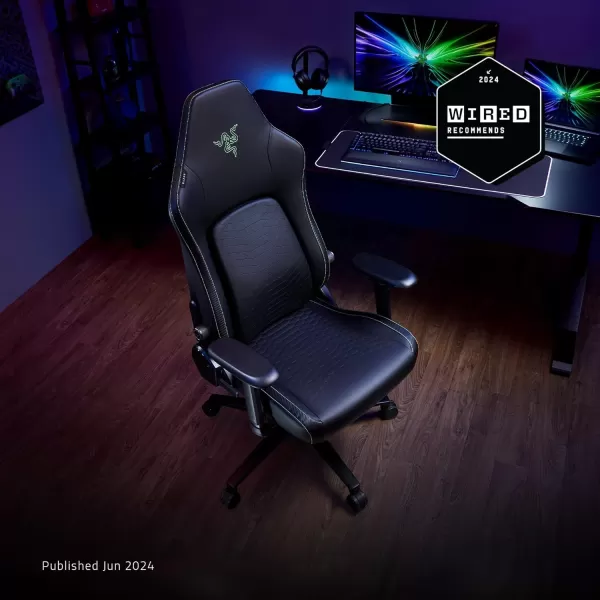 Razer Iskur V2 Gaming Chair Adaptive Lumbar Support  Adjustable Lumbar Curve  High Density Foam Cushions  Reactive Seat Tilt ampamp152degree Recline  4D Armrests  Synthetic Leather  BlackBlackGreen