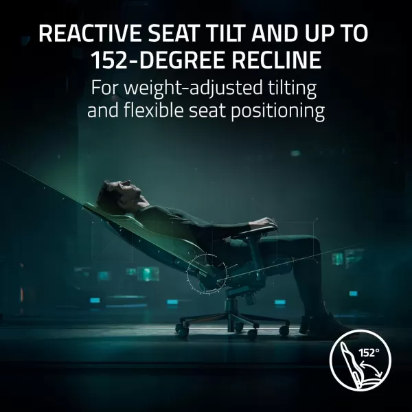 Razer Iskur V2 Gaming Chair Adaptive Lumbar Support  Adjustable Lumbar Curve  High Density Foam Cushions  Reactive Seat Tilt ampamp152degree Recline  4D Armrests  Synthetic Leather  BlackBlack