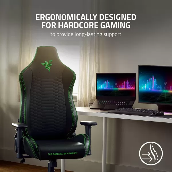 Razer Iskur X XL Gaming Chair Ergonomically Designed for Hardcore Gaming  MultiLayered Synthetic Leather Foam Cushions  2D Armrests  SteelReinforced Body  BlackGreenBlackGreen