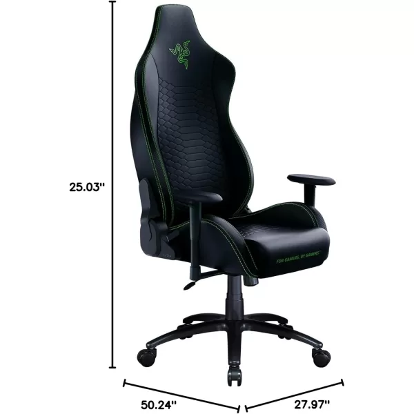 Razer Iskur X XL Gaming Chair Ergonomically Designed for Hardcore Gaming  MultiLayered Synthetic Leather Foam Cushions  2D Armrests  SteelReinforced Body  BlackGreenBlackGreen
