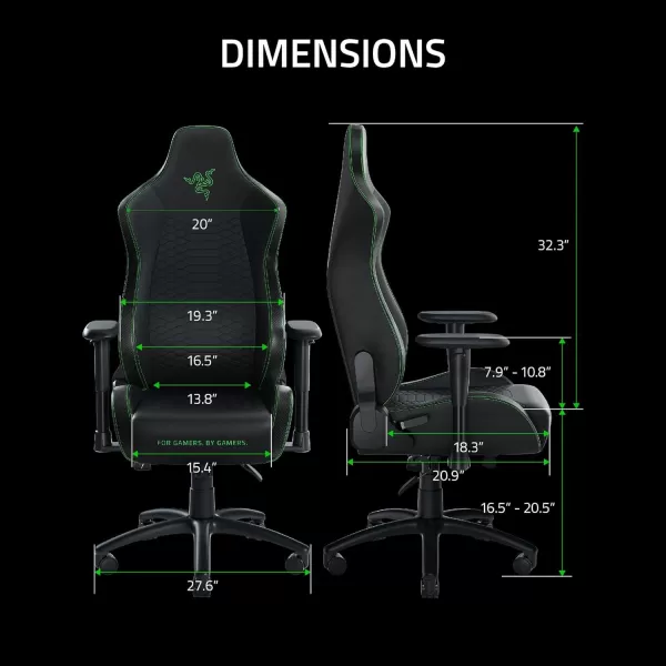 Razer Iskur X XL Gaming Chair Ergonomically Designed for Hardcore Gaming  MultiLayered Synthetic Leather Foam Cushions  2D Armrests  SteelReinforced Body  BlackGreenBlackGreen