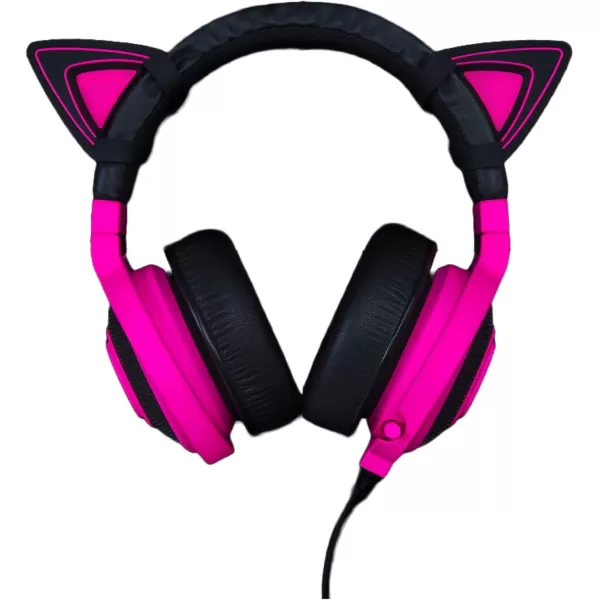 Razer Kitty Ears for Kraken Headsets Compatible with Kraken 2019 Kraken TE Headsets  Adjustable Strraps  Water Resistant Construction  Quartz PinkNeon Purple