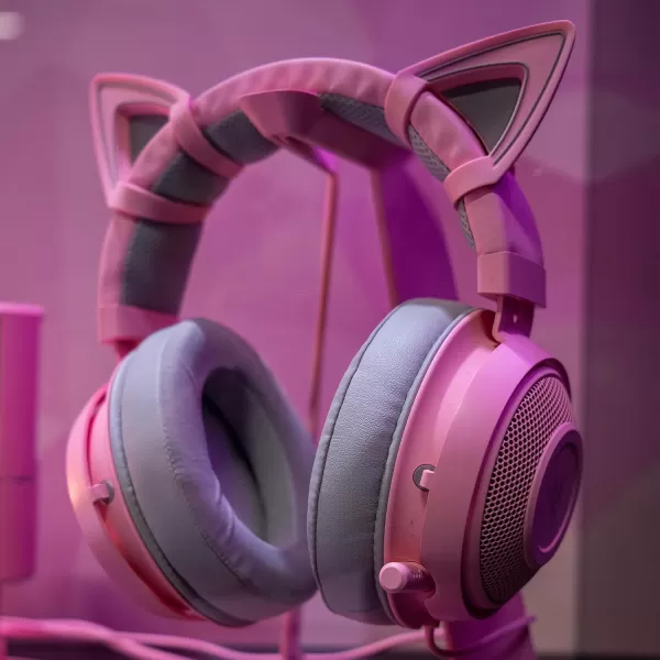 Razer Kitty Ears for Kraken Headsets Compatible with Kraken 2019 Kraken TE Headsets  Adjustable Strraps  Water Resistant Construction  Quartz PinkQuartz Pink
