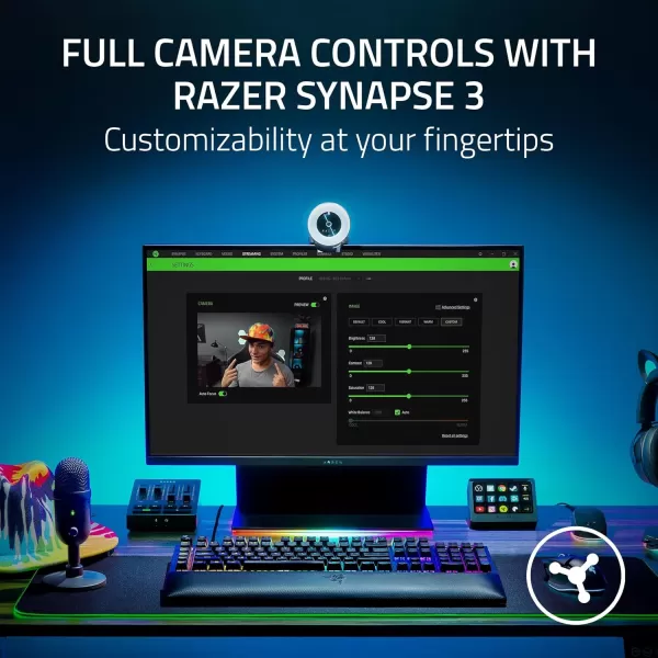 Razer Kiyo Pro Webcam for Streaming Gaming Video Calls Full HD 1080p 60FPS  Adaptive Light Sensor  HDR Enabled  Wide Angle Lens with Adjustable FOV  Works with OBS Xsplit Twitch Zoom TeamsKiyo