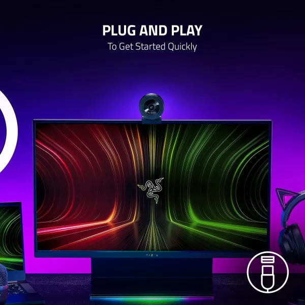 Razer Kiyo Pro Webcam for Streaming Gaming Video Calls Full HD 1080p 60FPS  Adaptive Light Sensor  HDR Enabled  Wide Angle Lens with Adjustable FOV  Works with OBS Xsplit Twitch Zoom TeamsKiyo X