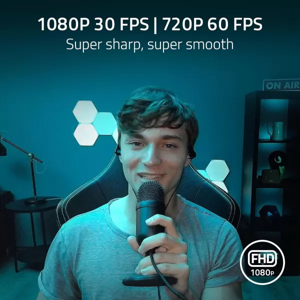 Razer Kiyo Pro Webcam for Streaming Gaming Video Calls Full HD 1080p 60FPS  Adaptive Light Sensor  HDR Enabled  Wide Angle Lens with Adjustable FOV  Works with OBS Xsplit Twitch Zoom TeamsKiyo