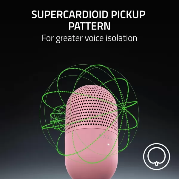 Razer Seiren V3 Mini USB Microphone Condenser Mic  Supercardioid Pickup Pattern  TaptoMute Sensor with LED Indicator  Shock Absorber  Ultra Compact  PC Discord OBS Studio XSplit  WhiteQuartz Pink