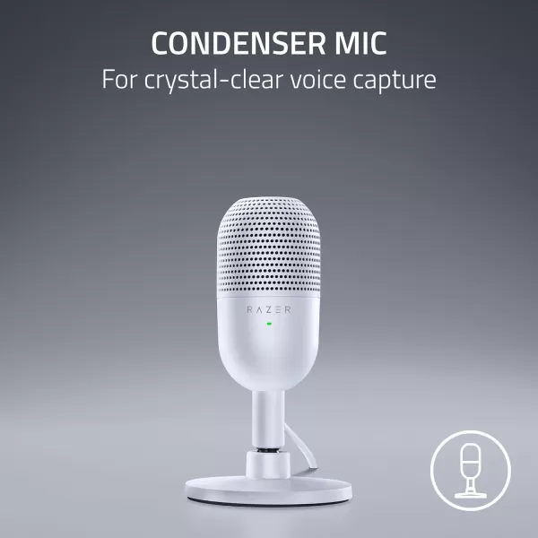 Razer Seiren V3 Mini USB Microphone Condenser Mic  Supercardioid Pickup Pattern  TaptoMute Sensor with LED Indicator  Shock Absorber  Ultra Compact  PC Discord OBS Studio XSplit  WhiteWhite