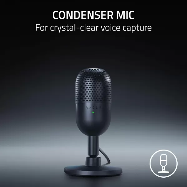 Razer Seiren V3 Mini USB Microphone Condenser Mic  Supercardioid Pickup Pattern  TaptoMute Sensor with LED Indicator  Shock Absorber  Ultra Compact  PC Discord OBS Studio XSplit  WhiteBlack