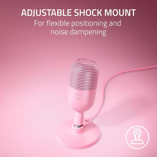 Razer Seiren V3 Mini USB Microphone Condenser Mic  Supercardioid Pickup Pattern  TaptoMute Sensor with LED Indicator  Shock Absorber  Ultra Compact  PC Discord OBS Studio XSplit  WhiteQuartz Pink
