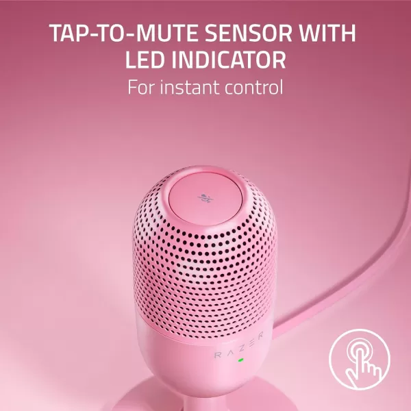 Razer Seiren V3 Mini USB Microphone Condenser Mic  Supercardioid Pickup Pattern  TaptoMute Sensor with LED Indicator  Shock Absorber  Ultra Compact  PC Discord OBS Studio XSplit  WhiteQuartz Pink