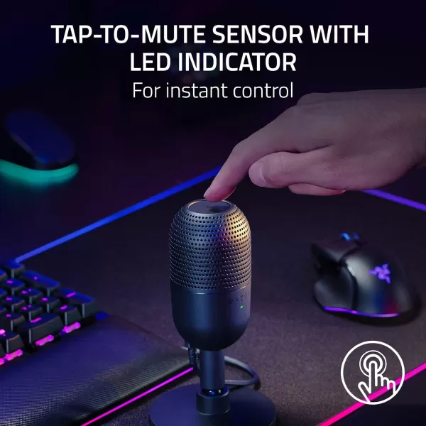 Razer Seiren V3 Mini USB Microphone Condenser Mic  Supercardioid Pickup Pattern  TaptoMute Sensor with LED Indicator  Shock Absorber  Ultra Compact  PC Discord OBS Studio XSplit  WhiteBlack