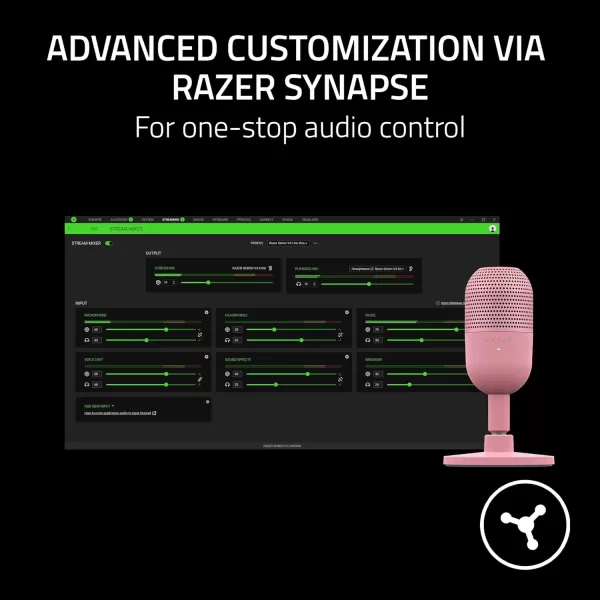 Razer Seiren V3 Mini USB Microphone Condenser Mic  Supercardioid Pickup Pattern  TaptoMute Sensor with LED Indicator  Shock Absorber  Ultra Compact  PC Discord OBS Studio XSplit  WhiteQuartz Pink