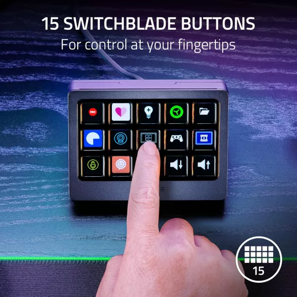 Razer Stream Controller X AllinOne Keypad for Streaming  15 Switchblade Buttons  MultiLink Macros  Swappable Magnetic Faceplate  Designed for PC ampamp Mac CompatibilityStream Controller X