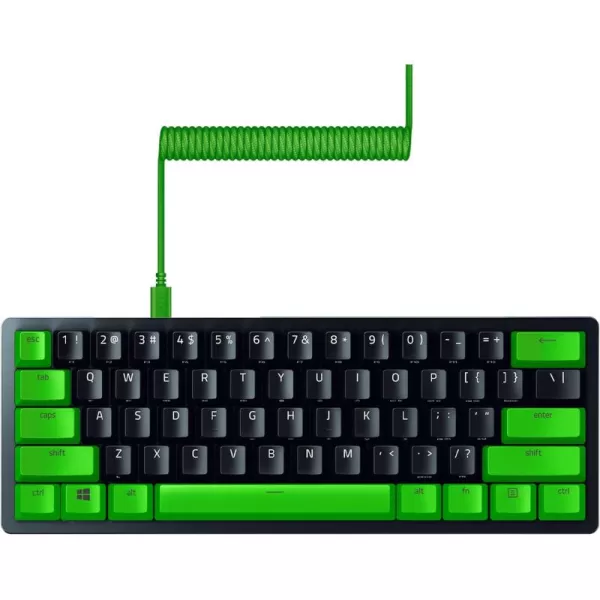 Razer Huntsman Mini 60 Gaming Keyboard  PBT Keycap  Coiled Cable Upgrade Set Bundle Mercury WhiteLinear Optical  Quartz PinkBlack Keyboard  Green Upgrade Set