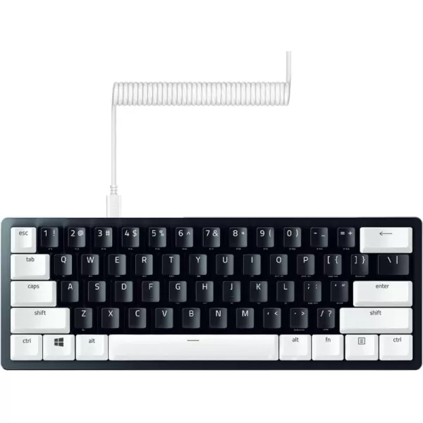 Razer Huntsman Mini 60 Gaming Keyboard  PBT Keycap  Coiled Cable Upgrade Set Bundle Mercury WhiteLinear Optical  Quartz PinkBlack Keyboard  White Upgrade Set