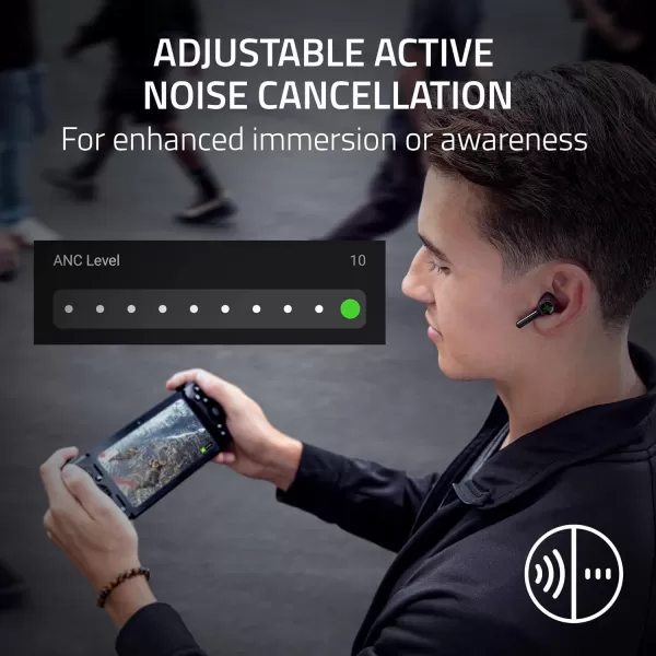 NEW Razer Hammerhead Pro HyperSpeed Wireless Gaming Earbuds for PC PlayStation Switch Mobile Adjustable ANC  Fast Wireless Charging Case  30 Hr Battery  Bluetooth 53  Chroma RGB  Black