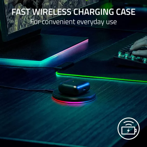NEW Razer Hammerhead Pro HyperSpeed Wireless Gaming Earbuds for PC PlayStation Switch Mobile Adjustable ANC  Fast Wireless Charging Case  30 Hr Battery  Bluetooth 53  Chroma RGB  Black