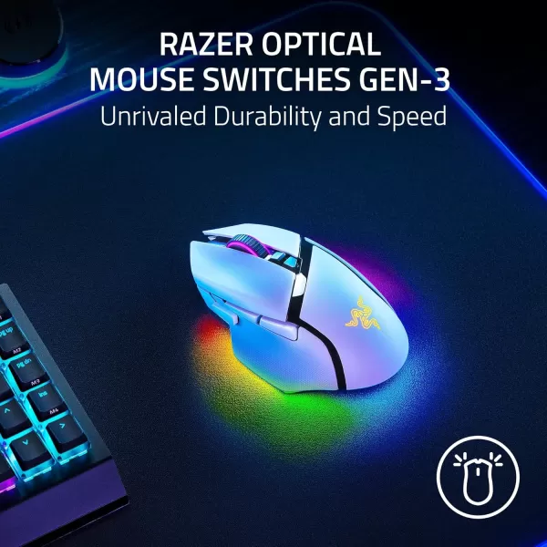 Razer Basilisk V3 Pro 35K Wireless Gaming Mouse HyperScroll Tilt Wheel  35K DPI Optical Sensor Gen 213 Customizable Controls  Chroma RGB  Optical Switches Gen 3  Up to 140 Hr Battery  White