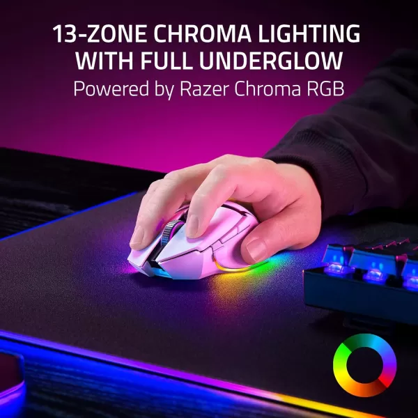 Razer Basilisk V3 Pro 35K Wireless Gaming Mouse HyperScroll Tilt Wheel  35K DPI Optical Sensor Gen 213 Customizable Controls  Chroma RGB  Optical Switches Gen 3  Up to 140 Hr Battery  White