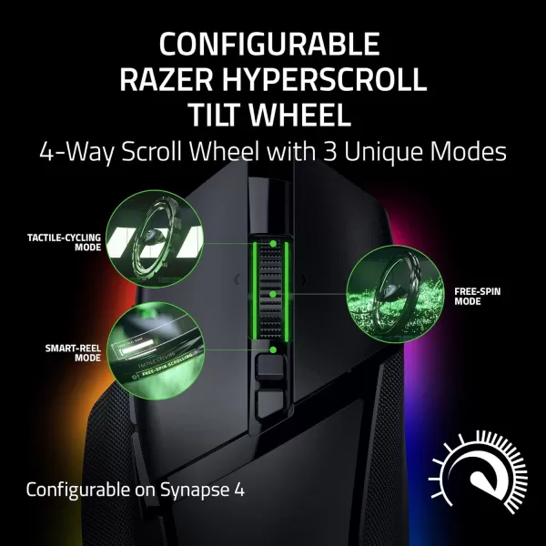 Razer Basilisk V3 Pro 35K Wireless Gaming Mouse HyperScroll Tilt Wheel  35K DPI Optical Sensor Gen 213 Customizable Controls  Chroma RGB  Optical Switches Gen 3  Up to 140 Hr Battery  Black