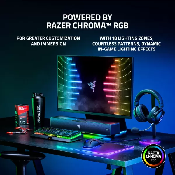 Razer Leviathan V2 MultiDriver PC Gaming Soundbar with Subwoofer  THX Spatial Audio  Compact Design  Chroma RGB  Bluetooth 52  for DesktopLaptop Smartphones Tablets ampamp Nintendo SwitchV2