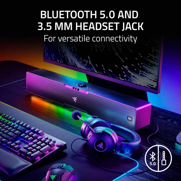 Razer Leviathan V2 MultiDriver PC Gaming Soundbar with Subwoofer  THX Spatial Audio  Compact Design  Chroma RGB  Bluetooth 52  for DesktopLaptop Smartphones Tablets ampamp Nintendo SwitchV2 Pro