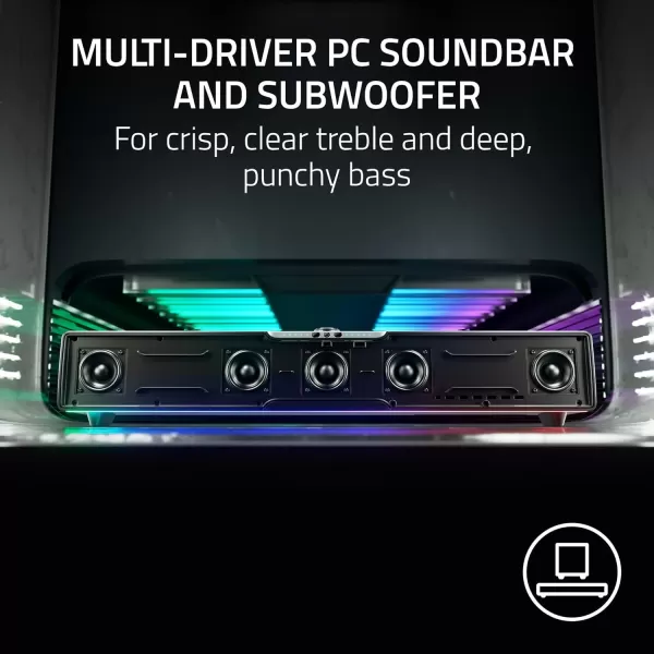 Razer Leviathan V2 MultiDriver PC Gaming Soundbar with Subwoofer  THX Spatial Audio  Compact Design  Chroma RGB  Bluetooth 52  for DesktopLaptop Smartphones Tablets ampamp Nintendo SwitchV2 Pro