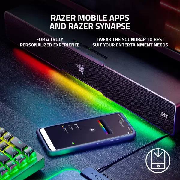 Razer Leviathan V2 MultiDriver PC Gaming Soundbar with Subwoofer  THX Spatial Audio  Compact Design  Chroma RGB  Bluetooth 52  for DesktopLaptop Smartphones Tablets ampamp Nintendo SwitchV2