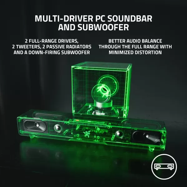 Razer Leviathan V2 MultiDriver PC Gaming Soundbar with Subwoofer  THX Spatial Audio  Compact Design  Chroma RGB  Bluetooth 52  for DesktopLaptop Smartphones Tablets ampamp Nintendo SwitchV2